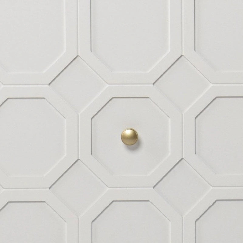 Buffet géométrique sculpté blanc de 102 cm avec deux portes