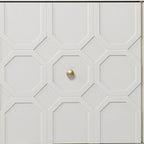 Buffet géométrique sculpté blanc de 102 cm avec deux portes