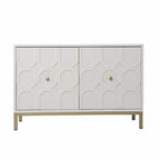 Buffet géométrique sculpté blanc de 102 cm avec deux portes