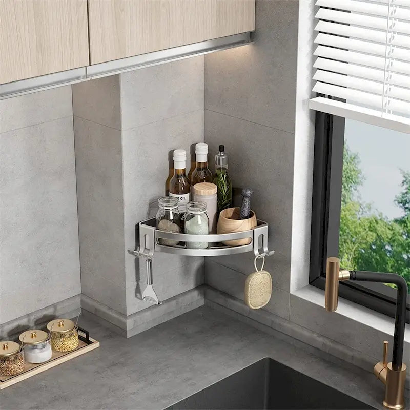 Étagère d'angle de douche sans perçage Rangement de douche antirouille Étagère de salle de bain