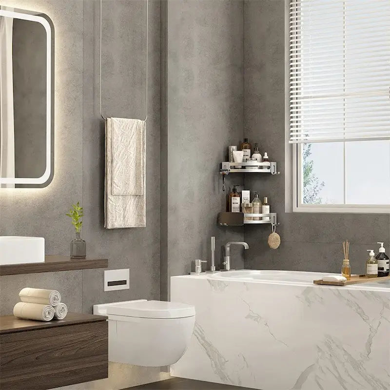 Étagère d'angle de douche sans perçage Rangement de douche antirouille Étagère de salle de bain