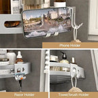 Étagère d'angle de douche sans perçage Rangement de douche antirouille Étagère de salle de bain