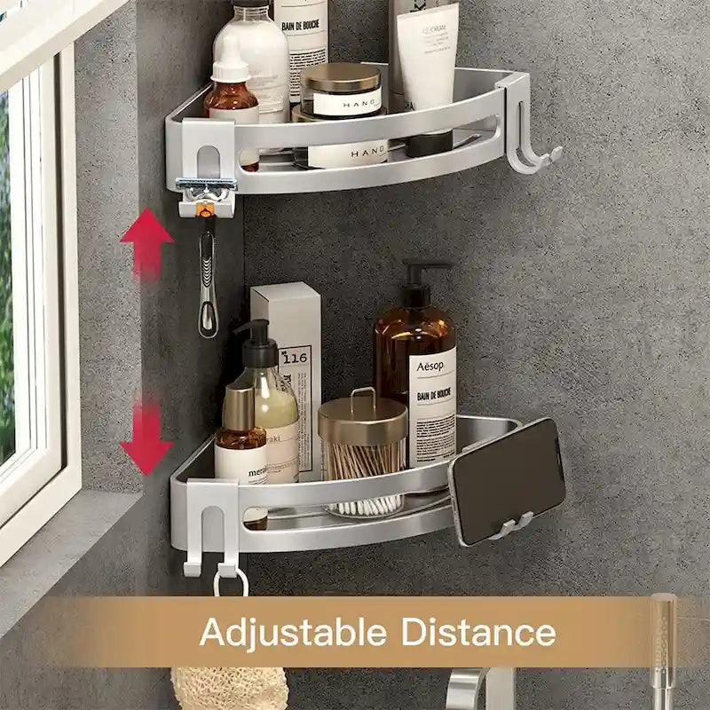Étagère d'angle de douche sans perçage Rangement de douche antirouille Étagère de salle de bain