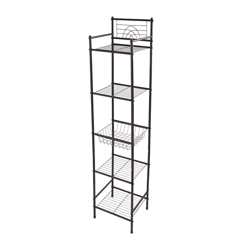 Étagère de rangement à 5 niveaux en bronze huilé (33 x 29,5 x 149 cm)