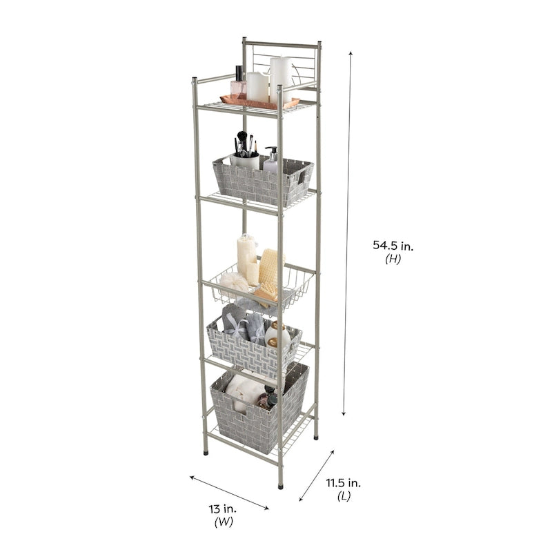 Étagère de rangement à 5 niveaux en bronze huilé (33 x 29,5 x 149 cm)