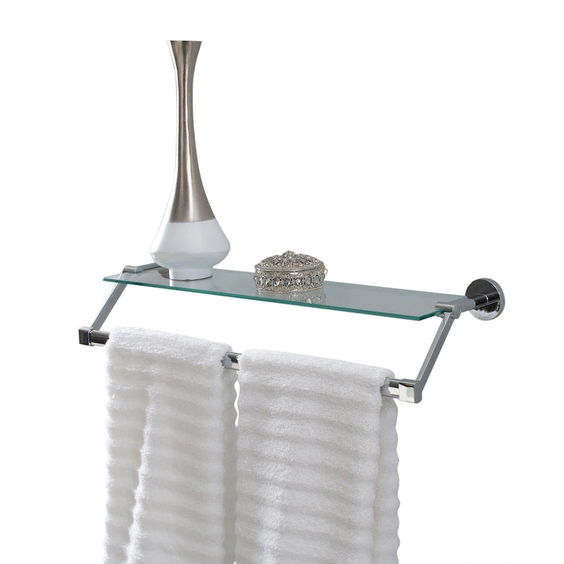 Étagère murale en verre avec porte-serviettes – 21,7x6,2x4,75