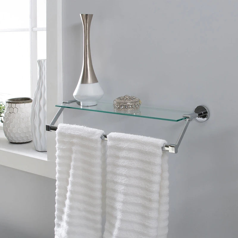 Étagère murale en verre avec porte-serviettes – 21,7x6,2x4,75