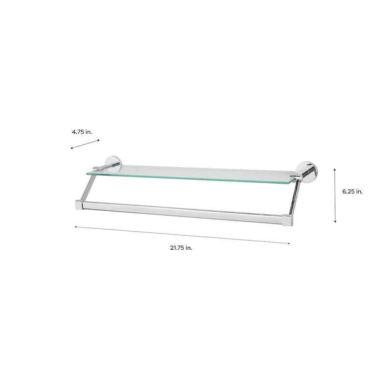Étagère murale en verre avec porte-serviettes – 21,7x6,2x4,75