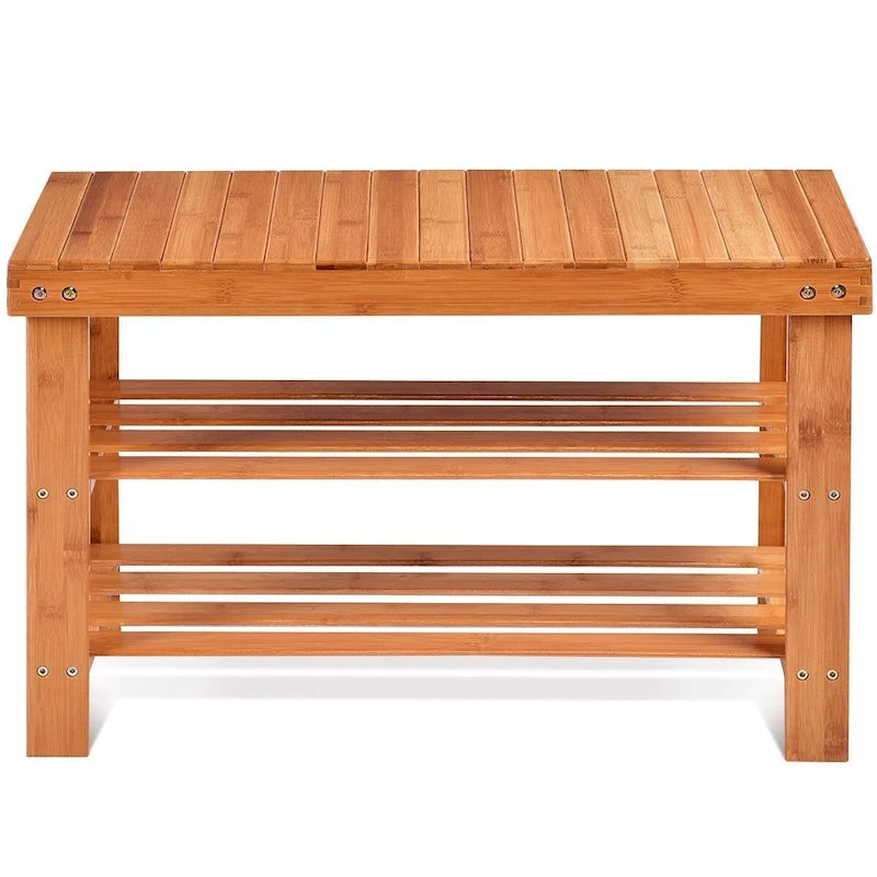 Étagère à chaussures en bambou à 3 niveaux (27,5"x11"x17,5")