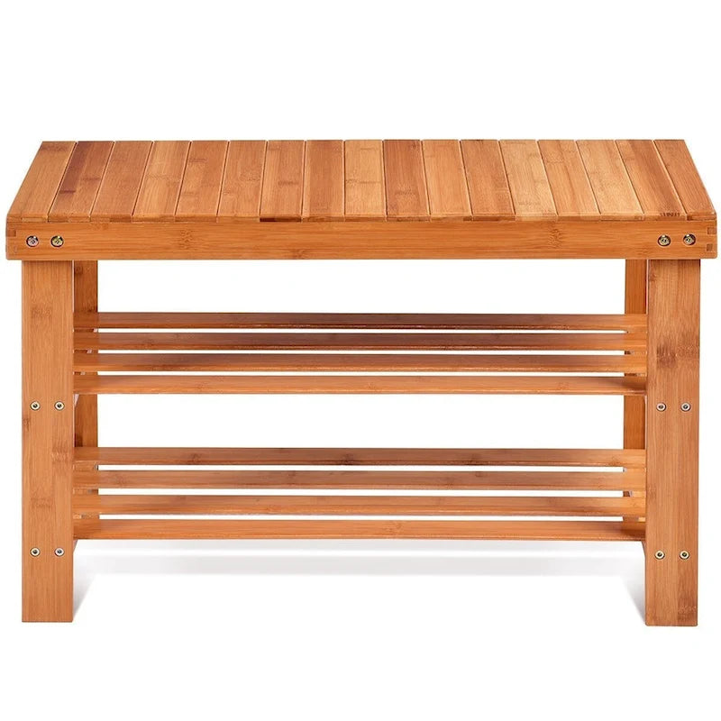 Étagère à chaussures en bambou à 3 niveaux (27,5"x11"x17,5")