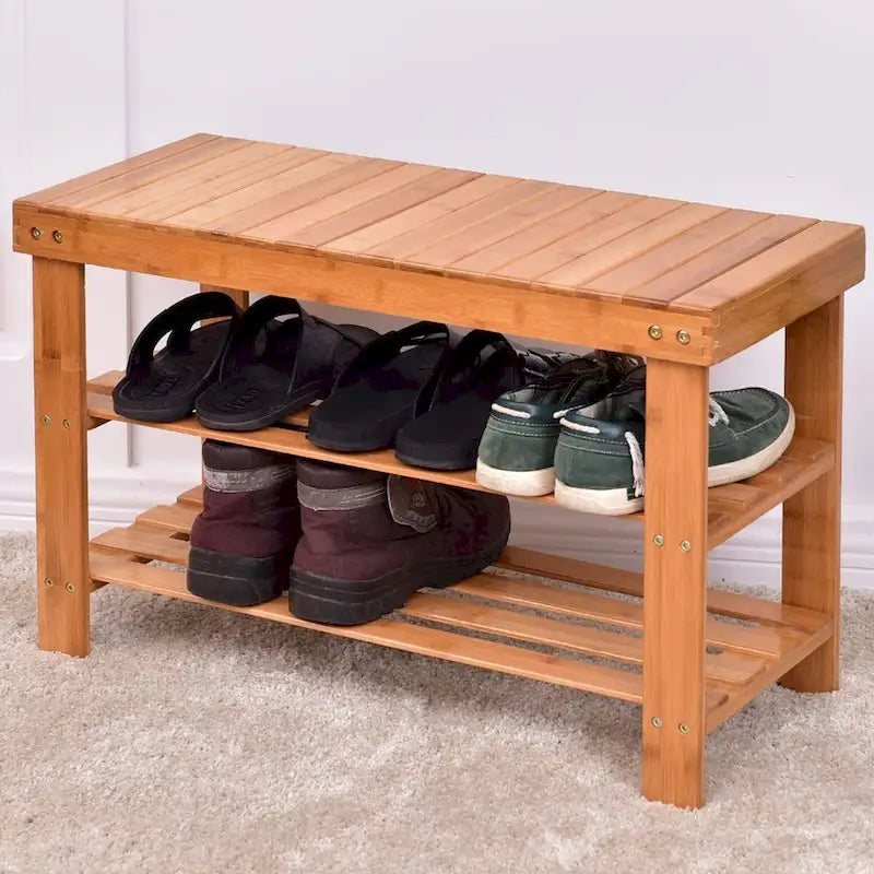 Étagère à chaussures en bambou à 3 niveaux (27,5"x11"x17,5")