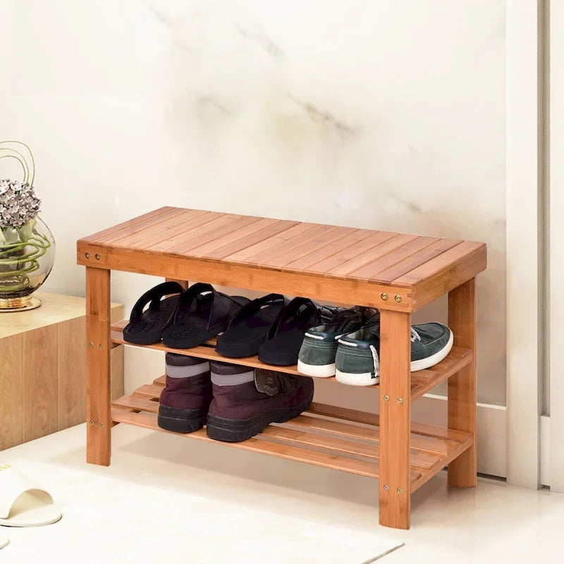 Étagère à chaussures en bambou à 3 niveaux (27,5"x11"x17,5")