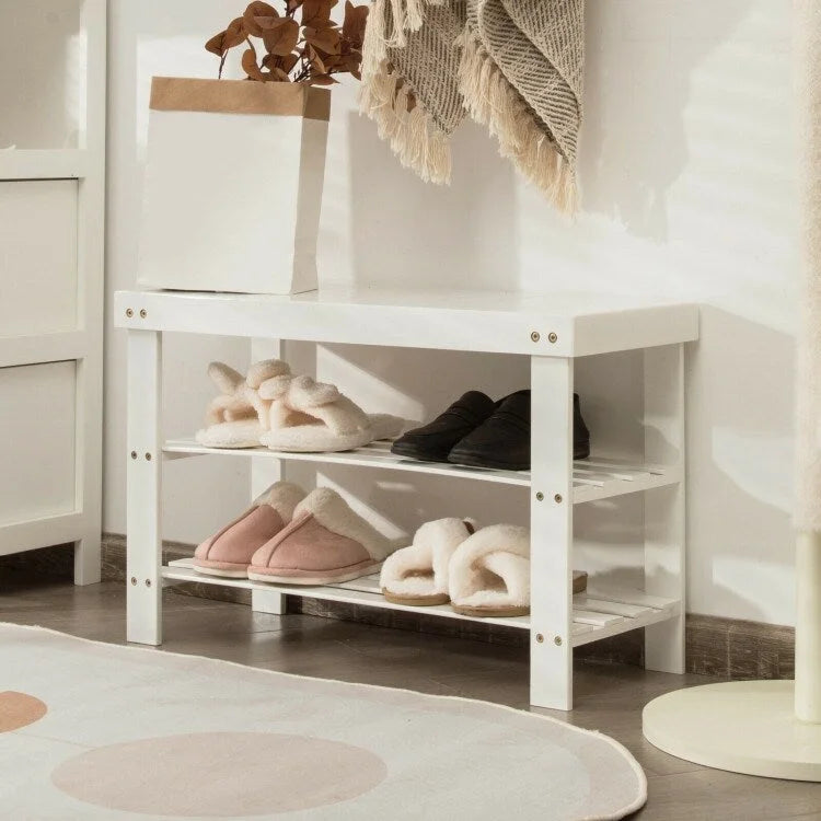 Étagère à chaussures en bambou à 3 niveaux (27,5"x11"x17,5")