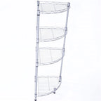 Étagère de rangement 4 niveaux en acier au carbone, en forme d'éventail, gris argenté - 30 x 30 x 90 cm