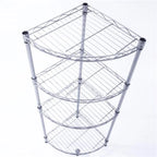 Étagère de rangement 4 niveaux en acier au carbone, en forme d'éventail, gris argenté - 30 x 30 x 90 cm