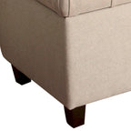Banc en bois capitonné en tissu avec rangement à charnière, crème et marron - 18 H x 40 L x 18 P pouces