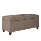 Banc en bois capitonné et rembourré en tissu texturé avec rangement à charnière, - 18 H x 40 L x 18 P pouces