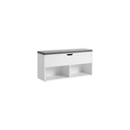 Banc d'entrée de rangement pour chaussures en bois gris avec siège rembourré - 30P x 100L x 48H