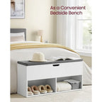Banc d'entrée de rangement pour chaussures en bois gris avec siège rembourré - 30P x 100L x 48H