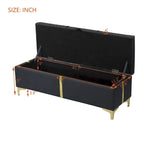 Banc de rangement ottoman rembourré avec pieds en métal