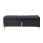 Banc de rangement ottoman rembourré avec pieds en métal