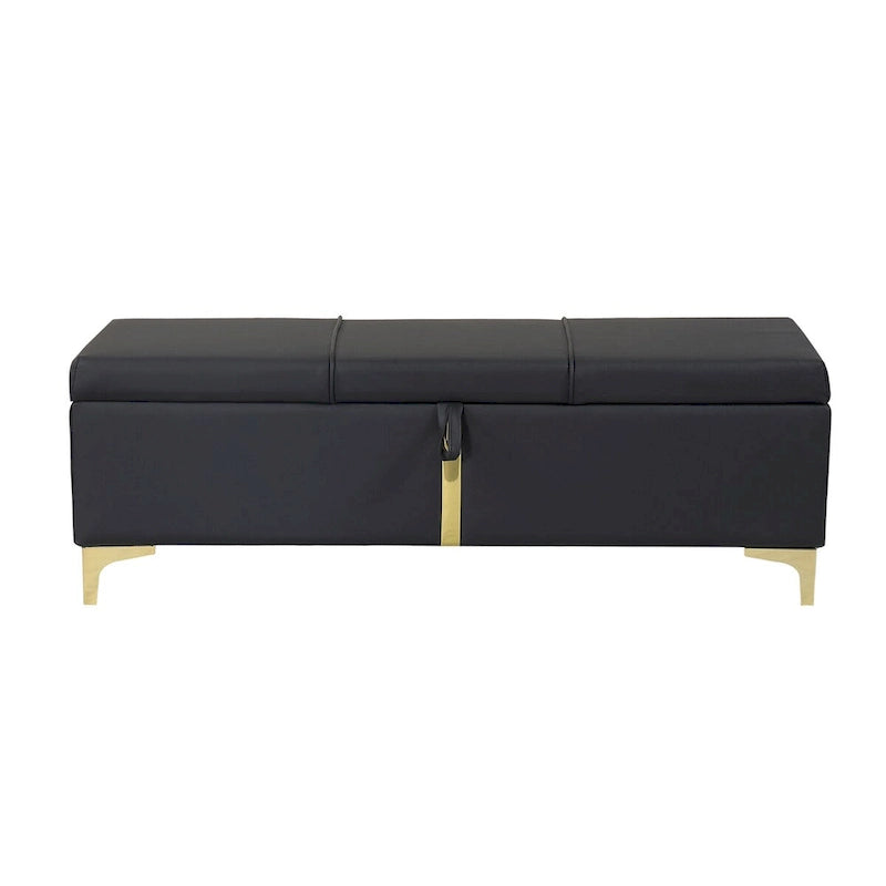 Banc de rangement ottoman rembourré avec pieds en métal
