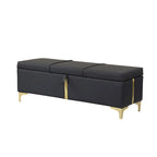 Banc de rangement ottoman rembourré avec pieds en métal