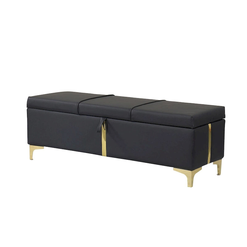 Banc de rangement ottoman rembourré avec pieds en métal