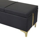Banc de rangement ottoman rembourré avec pieds en métal