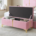 Banc de rangement ottoman rembourré avec pieds en métal