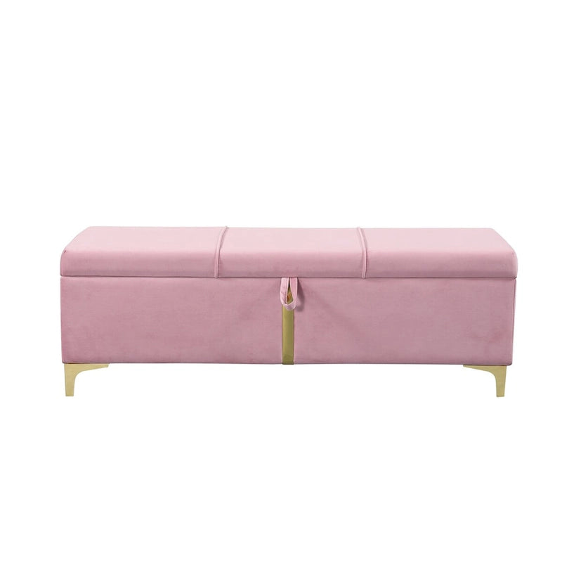 Banc de rangement ottoman rembourré avec pieds en métal