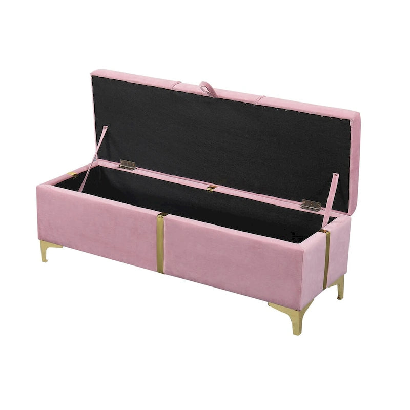 Banc de rangement ottoman rembourré avec pieds en métal