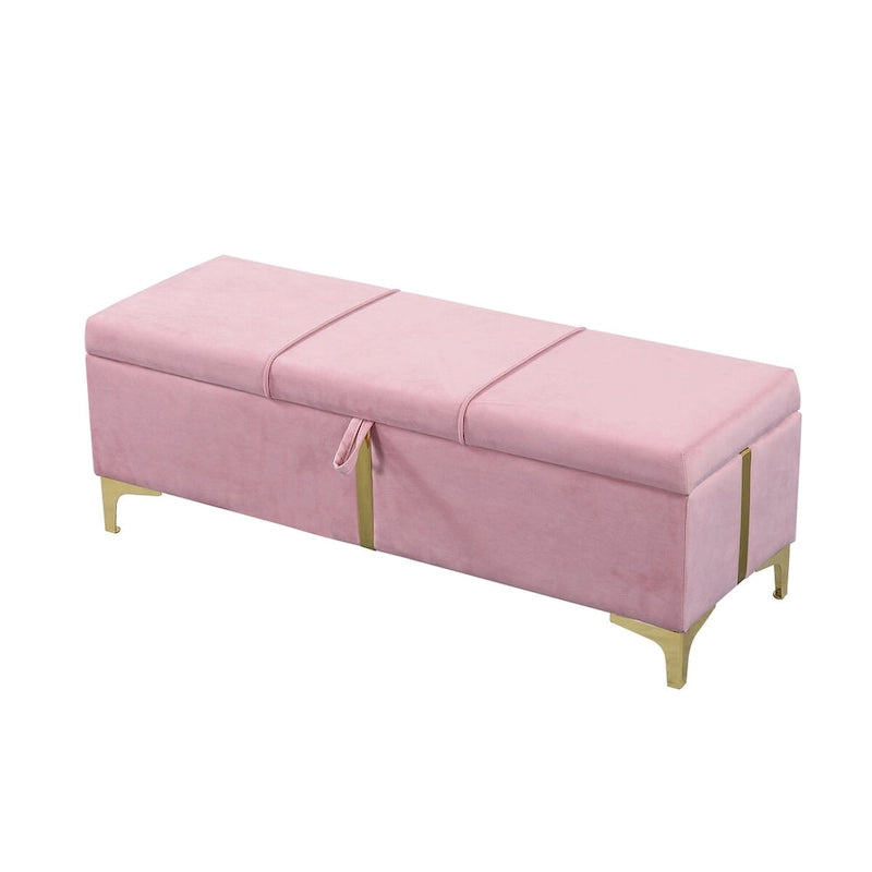 Banc de rangement ottoman rembourré avec pieds en métal