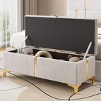 Banc de rangement ottoman rembourré avec pieds en métal