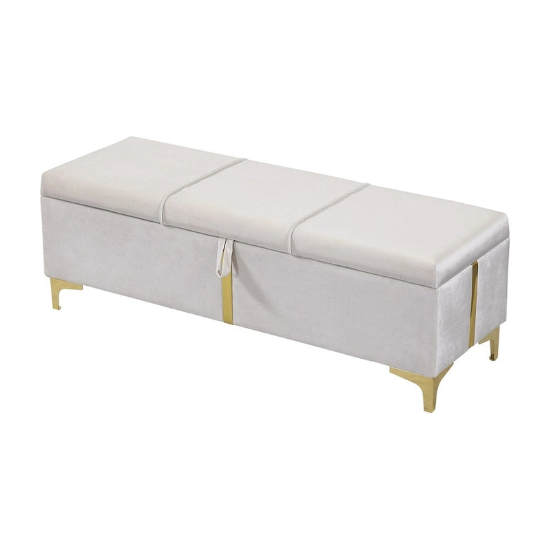 Banc de rangement ottoman rembourré avec pieds en métal
