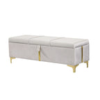 Banc de rangement ottoman rembourré avec pieds en métal
