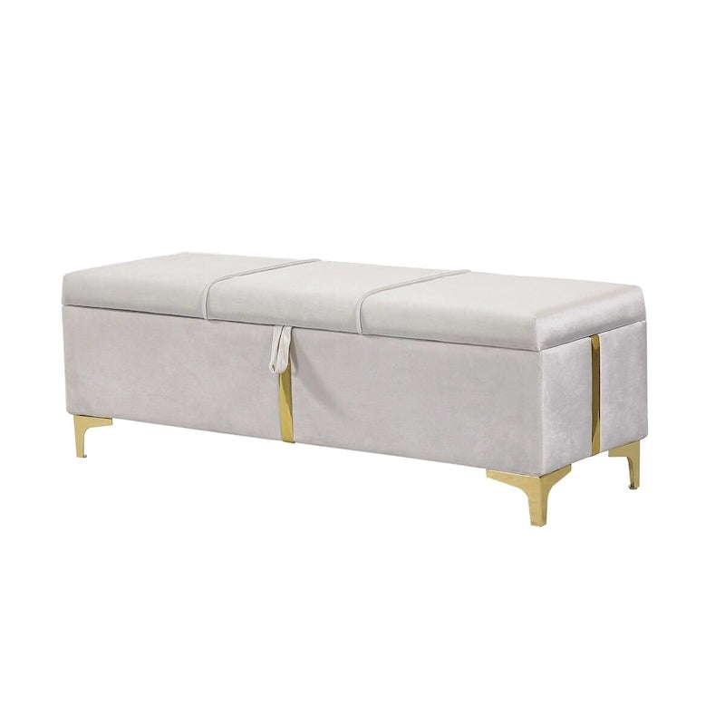 Banc de rangement ottoman rembourré avec pieds en métal