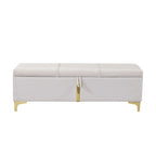 Banc de rangement ottoman rembourré avec pieds en métal
