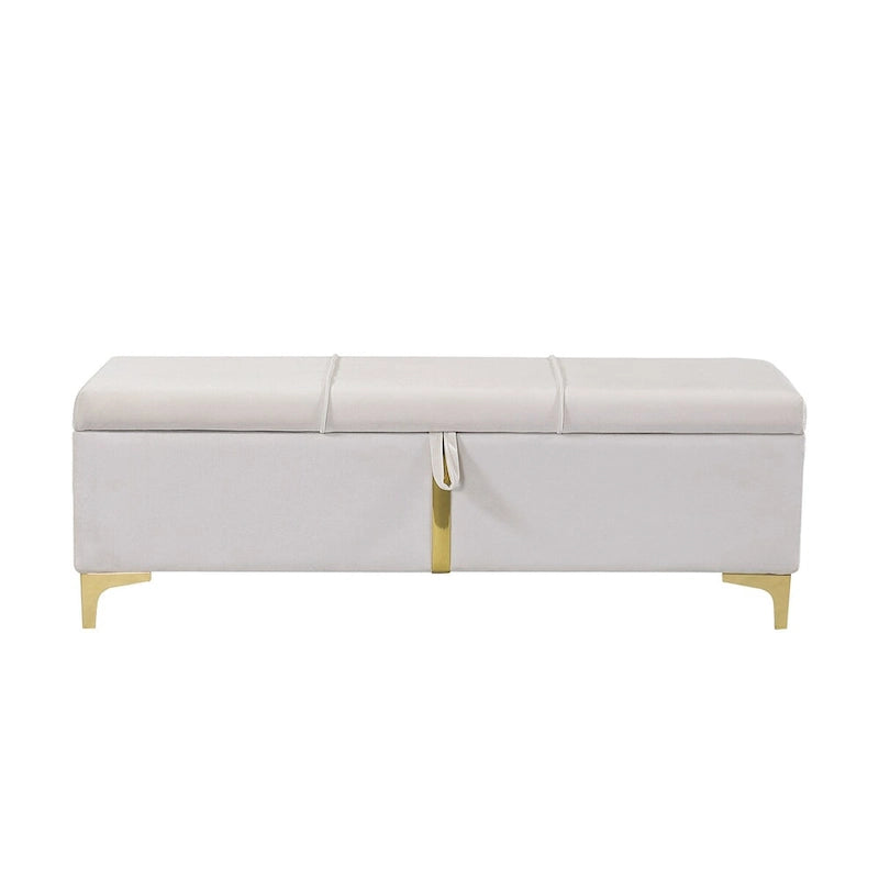 Banc de rangement ottoman rembourré avec pieds en métal