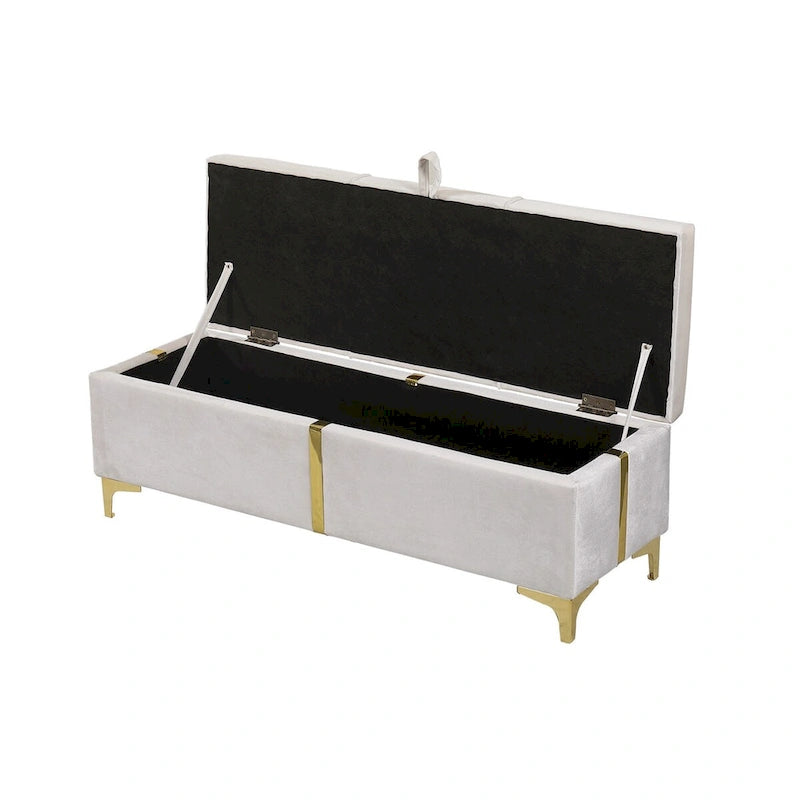 Banc de rangement ottoman rembourré avec pieds en métal