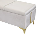 Banc de rangement ottoman rembourré avec pieds en métal