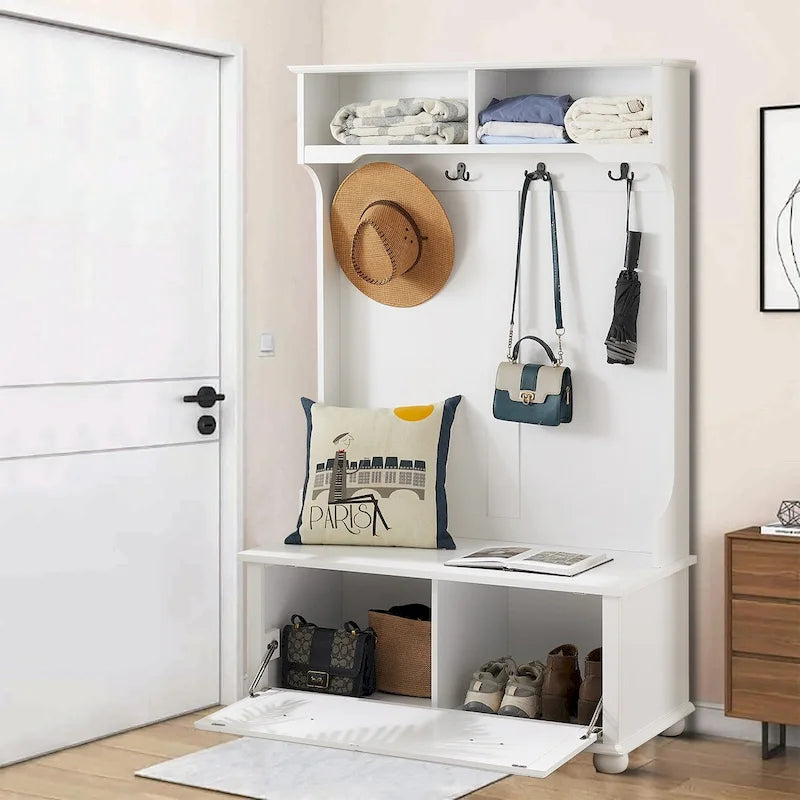 Portemanteau autoportant en bois au design minimaliste et moderne avec pieds en bois massif