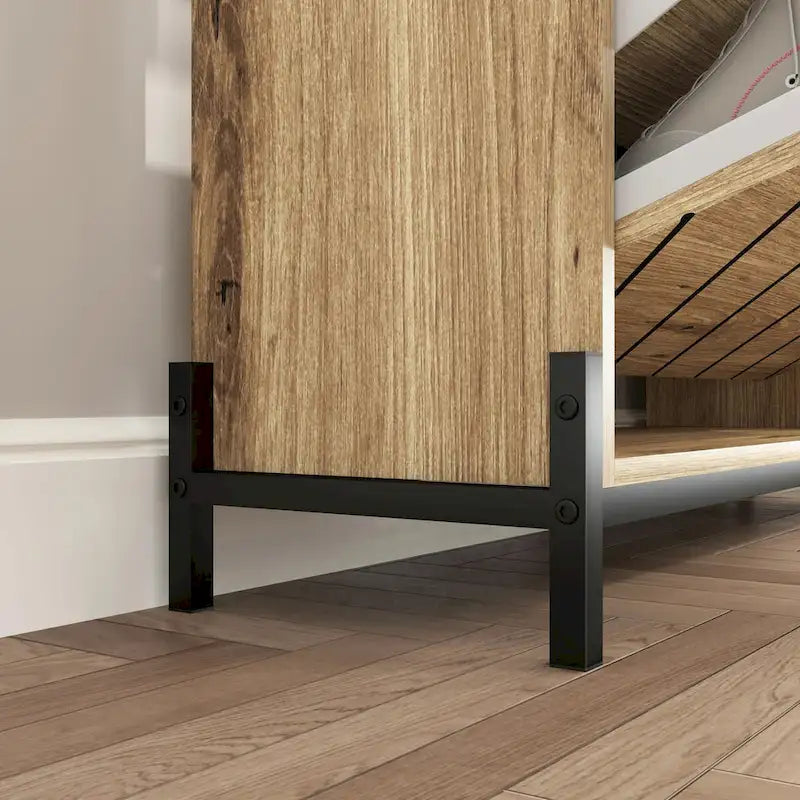 Meuble à chaussures mince et moderne avec 3 tiroirs basculants et étagères ouvertes