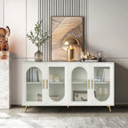 Meuble TV de 152 cm avec placard de rangement et étagères réglables