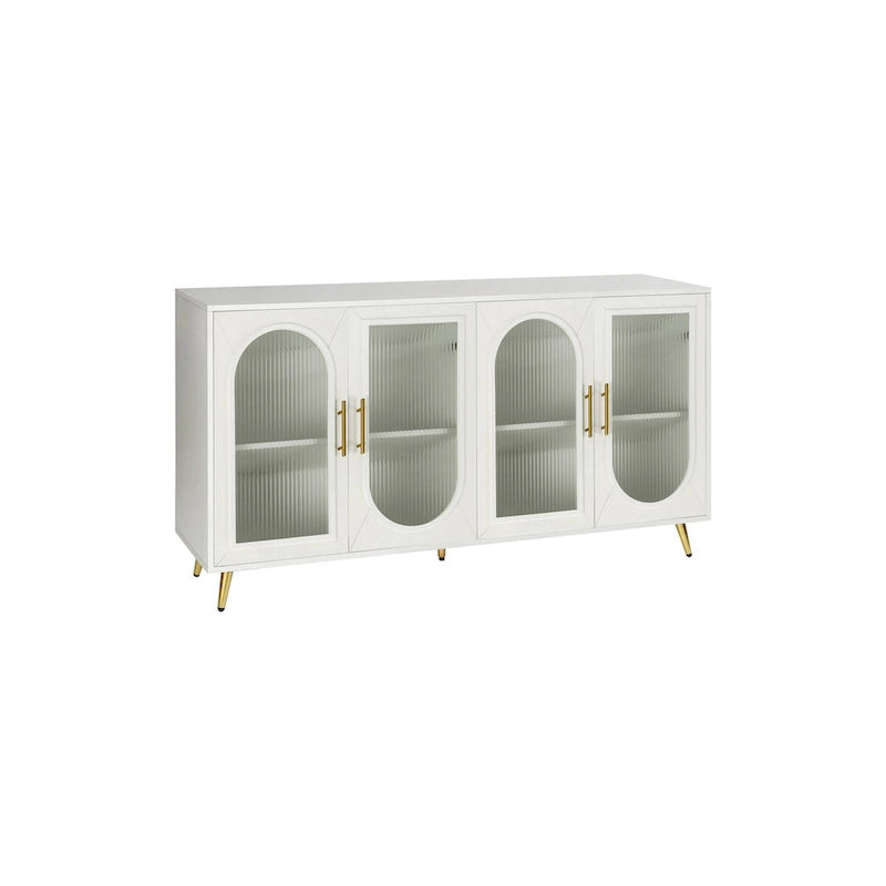 Meuble TV de 152 cm avec placard de rangement et étagères réglables