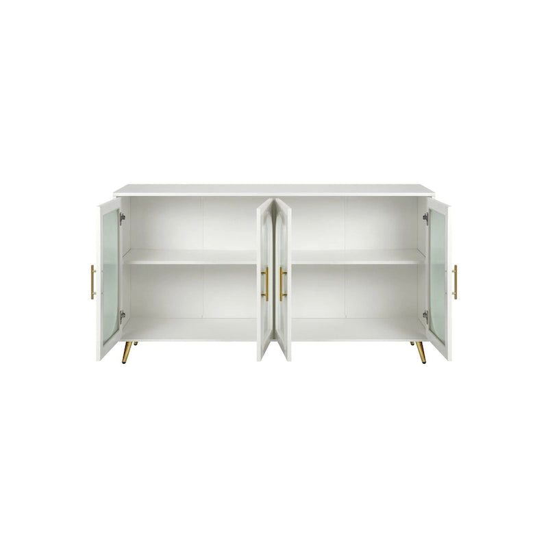 Meuble TV de 152 cm avec placard de rangement et étagères réglables