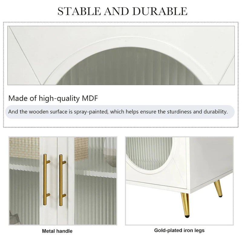 Meuble TV de 152 cm avec placard de rangement et étagères réglables