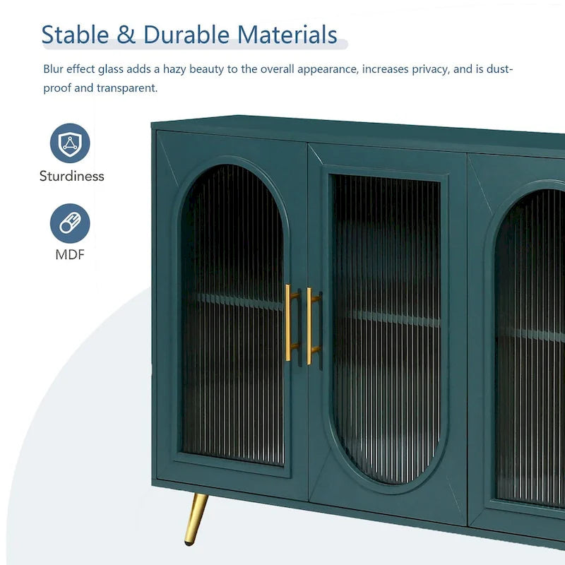 Meuble TV de 152 cm avec placard de rangement et étagères réglables