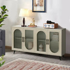Meuble TV de 152 cm avec placard de rangement et étagères réglables