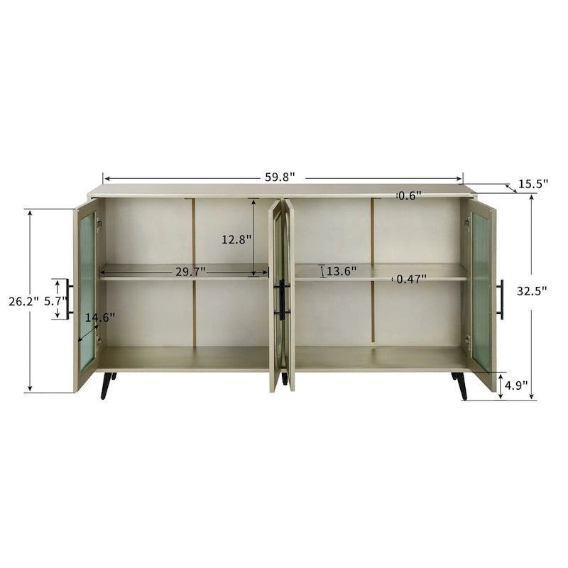 Meuble TV de 152 cm avec placard de rangement et étagères réglables